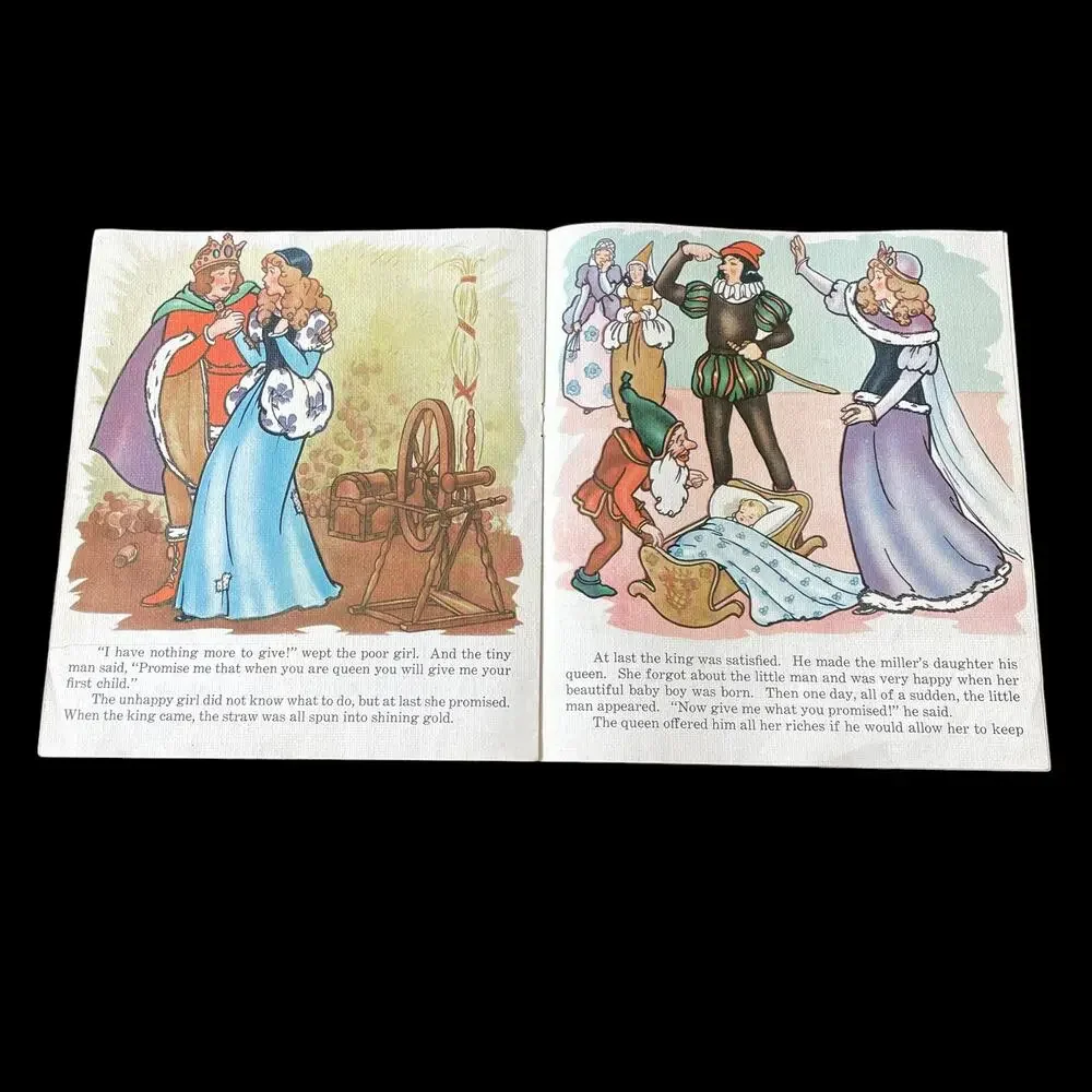 Vintage Rumpelstiltzkin Linen Book Soft Child 1940s MCM Saalfield Pub READ
